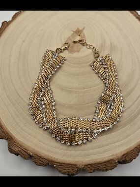 ✨ Vintage Gold Tone Crystal Statement Bracelet ✨